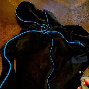 Halloween Black Hoodie with Blue light up stick figure